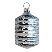 Light Blue Blown Glass Lantern Ornament ~ Germany ~ 2-1/2" tall