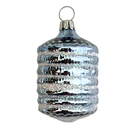 Light Blue Blown Glass Lantern Ornament ~ Germany ~ 2-1/2" tall