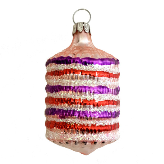 Multi-colored Blown Glass Lantern Ornament ~ Germany ~ 2-1/2" tall