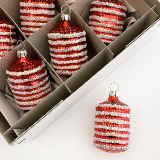 Red Blown Glass Lantern Ornament ~ Germany ~ 2-1/2" tall