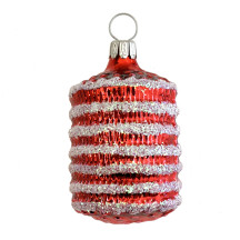 Red Blown Glass Lantern Ornament ~ Germany ~ 2-1/2" tall