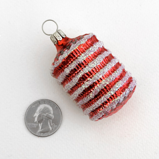 Red Blown Glass Lantern Ornament ~ Germany ~ 2-1/2" tall