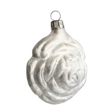 Matte White Rose Blown Glass Ornament ~ Germany ~ 2-1/4" tall