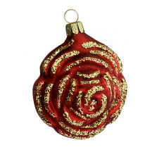 Matte Burgundy Rose Blown Glass Ornament ~ Germany ~ 2-1/4" tall