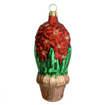 Red Amaryllis Bulbs Blown Glass Ornament ~ Germany ~ 4" tall