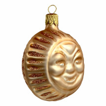 Matte Pale Tan Sun Ornament ~ Czech Republic ~ 2-1/2" tall