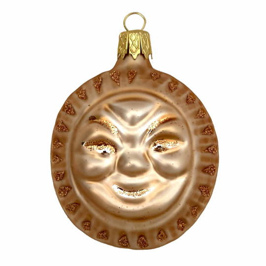 Matte Pale Tan Sun Ornament ~ Czech Republic ~ 2-1/2" tall