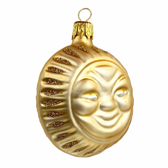 Matte Pale Yellow Sun Ornament ~ Czech Republic ~ 2-1/2" tall
