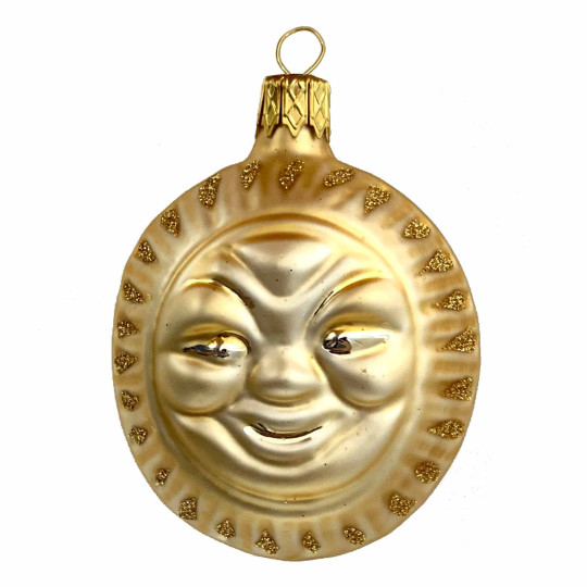 Matte Pale Yellow Sun Ornament ~ Czech Republic ~ 2-1/2" tall