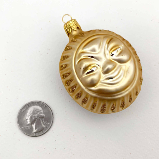 Matte Pale Yellow Sun Ornament ~ Czech Republic ~ 2-1/2" tall