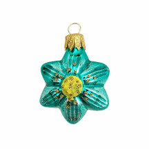 Small Aqua Flower Ornament ~ Czech Republic ~ 1-3/4" tall