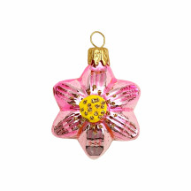 Small Light Pink Flower Ornament ~ Czech Republic ~ 1-3/4" tall