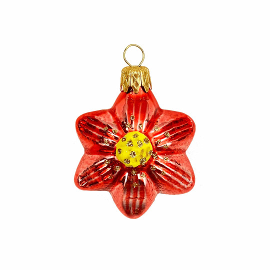 Small Orange Flower Ornament ~ Czech Republic ~ 1-3/4" tall