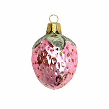 Small Light Pink Strawberry Blown Glass Ornament ~ Czech Republic ~ 2" long