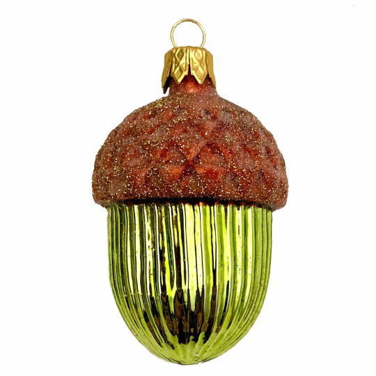 Large Lime Green Woodland Acorn Christmas Ornament ~ Czech Republic ~ 2-3/4" tall