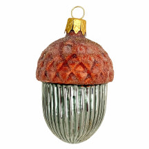 Large Light Green Woodland Acorn Christmas Ornament ~ Czech Republic ~ 2-3/4" tall
