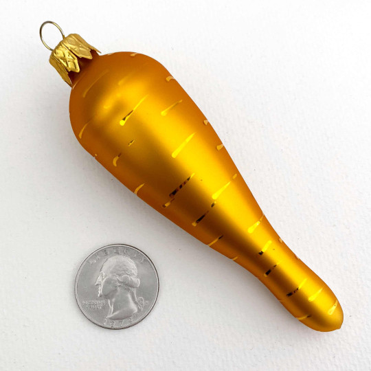 Matte Golden Yellow Heriloom Carrot Ornament ~ Czech Republic ~ 4-1/4" long