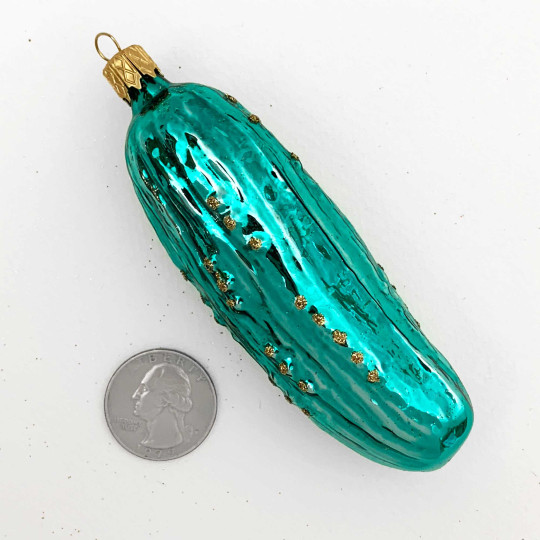 Aqua Blown Glass Cucumber Ornament ~ Czech Republic ~ 4"
