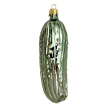Light Green Blown Glass Cucumber Ornament ~ Czech Republic ~ 4"