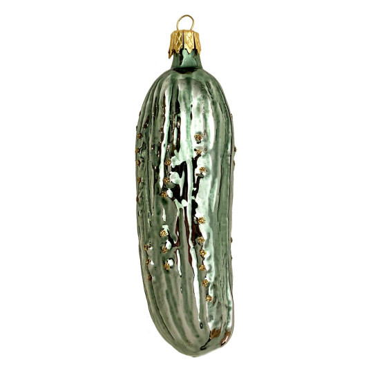 Light Green Blown Glass Cucumber Ornament ~ Czech Republic ~ 4"