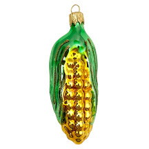 Light Green and Yellow Blown Glass Corn Ornament ~ Czech Republic ~ 3-1/4" long