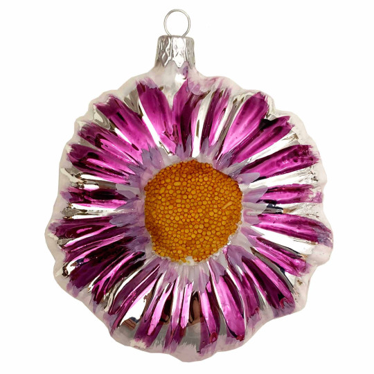 Large Purple Blown Glass Flower Ornament ~ Czech Republic ~ 4" tall