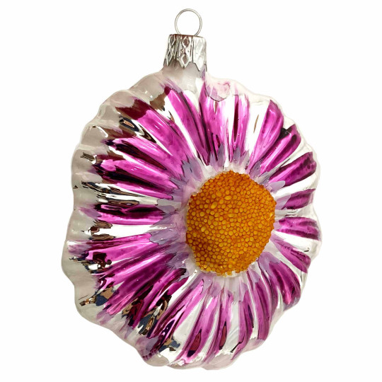 Large Purple Blown Glass Flower Ornament ~ Czech Republic ~ 4" tall