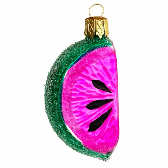 Hot Pink Watermelon Slice Ornament ~ Czech Republic ~ 2-1/2" long