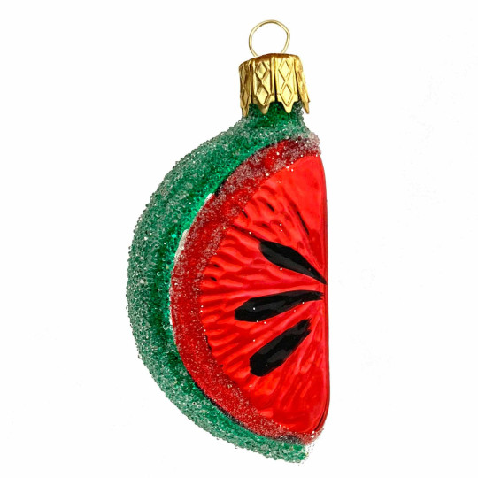 Red Watermelon Slice Ornament ~ Czech Republic ~ 2-1/2" long
