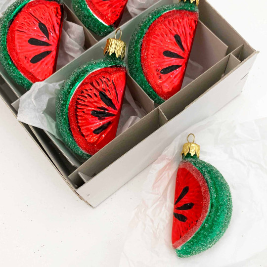 Red Watermelon Slice Ornament ~ Czech Republic ~ 2-1/2" long
