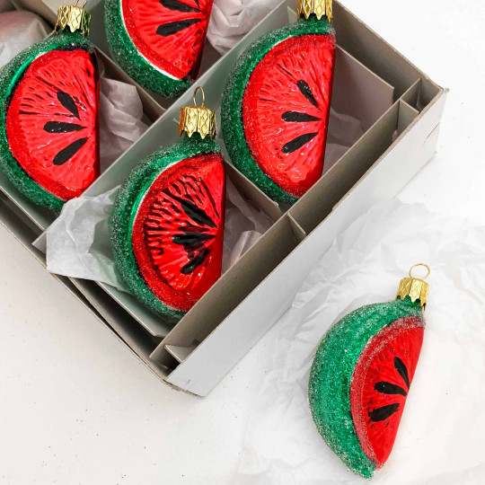 Red Watermelon Slice Ornament ~ Czech Republic ~ 2-1/2" long