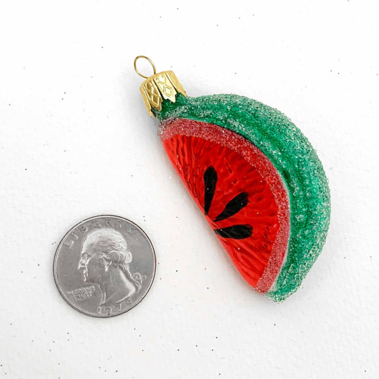 Red Watermelon Slice Ornament ~ Czech Republic ~ 2-1/2" long