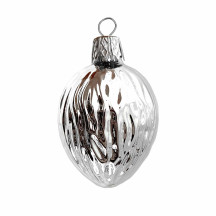 Silver Walnut Blown Glass Nut Ornament ~ Czech Republic ~2" tall