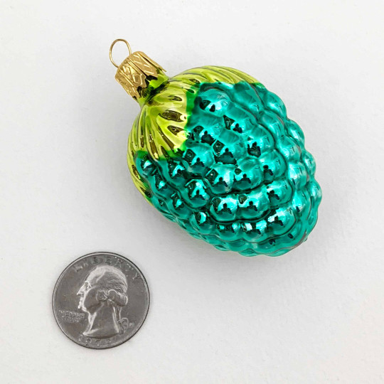 Aqua Blue Berry Blown Glass Ornament ~ Czech Republic ~ 2-3/8" tall