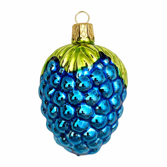 Blue Berry Blown Glass Ornament ~ Czech Republic ~ 2-3/8" tall