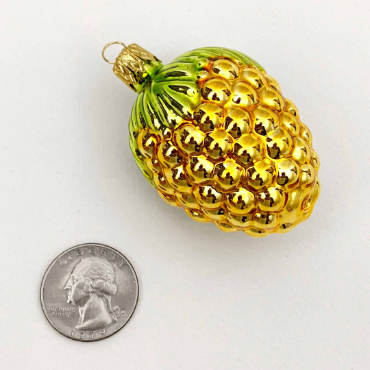 Golden Yellow Berry Blown Glass Ornament ~ Czech Republic ~ 2-3/8" tall