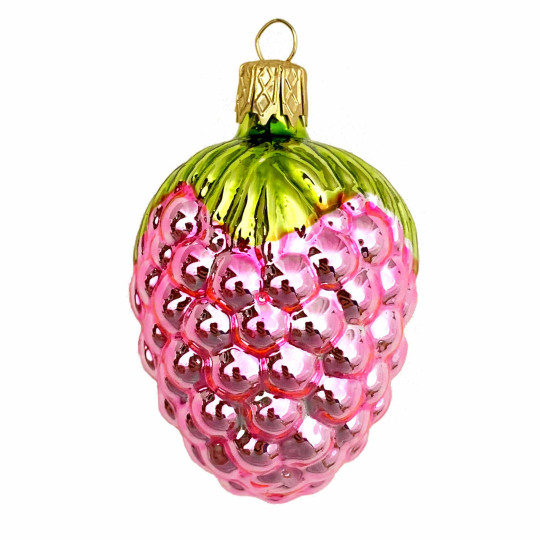 Light Pink Berry Blown Glass Ornament ~ Czech Republic ~ 2-3/8" tall
