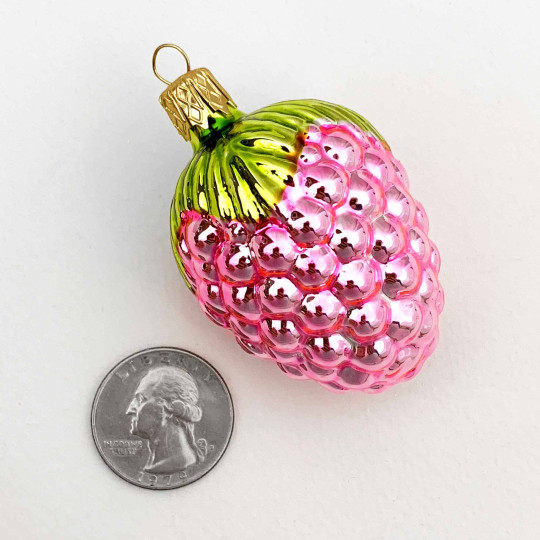 Light Pink Berry Blown Glass Ornament ~ Czech Republic ~ 2-3/8" tall