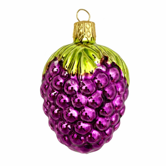 Purple Berry Blown Glass Ornament ~ Czech Republic ~ 2-3/8" tall