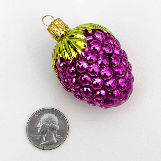 Purple Berry Blown Glass Ornament ~ Czech Republic ~ 2-3/8" tall