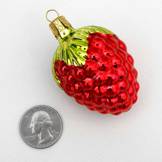 Red Berry Blown Glass Ornament ~ Czech Republic ~ 2-3/8" tall