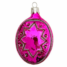 Hot Pink Fancy Star Blown Glass Ornament ~ Czech Republic ~ 3" tall