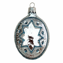 Light Blue Fancy Star Blown Glass Ornament ~ Czech Republic ~ 3" tall