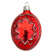 Red Fancy Star Blown Glass Ornament ~ Czech Republic ~ 3" tall
