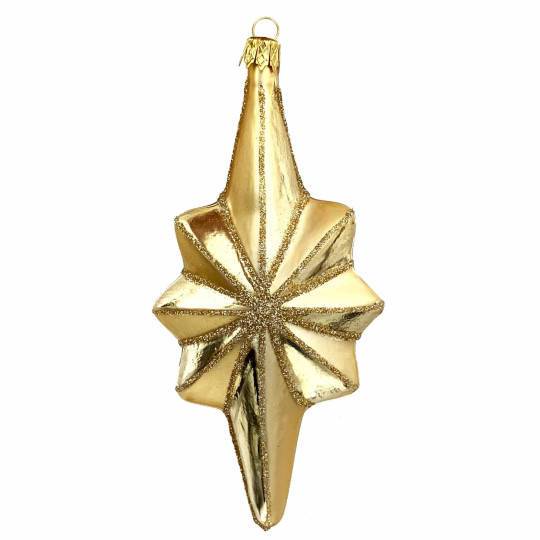 Golden Star Blown Glass Ornament ~ Czech Republic ~ 5-1/2" tall