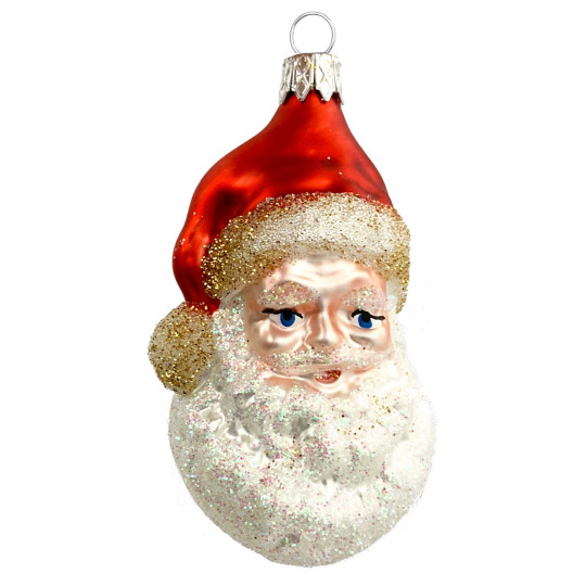 Large Blown Glass Santa Head ~ Czech Repub. ~ 3-3/4" long