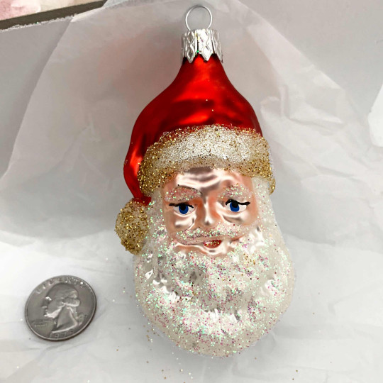 Large Blown Glass Santa Head ~ Czech Repub. ~ 3-3/4" long