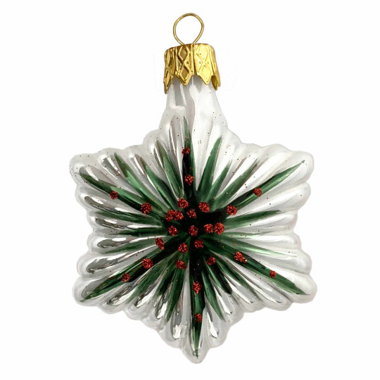 Fancy Christmas Star Blown Glass Ornament ~ Czech Republic ~ 2-3/4" tall