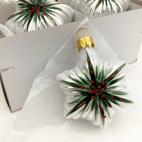 Fancy Christmas Star Blown Glass Ornament ~ Czech Republic ~ 2-3/4" tall