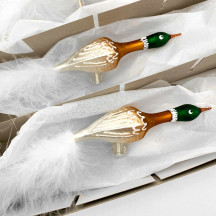 Mallard Duck Blown Glass Clipping Bird Ornament ~ Czech Republic ~ 8" Long wth Feather Tail